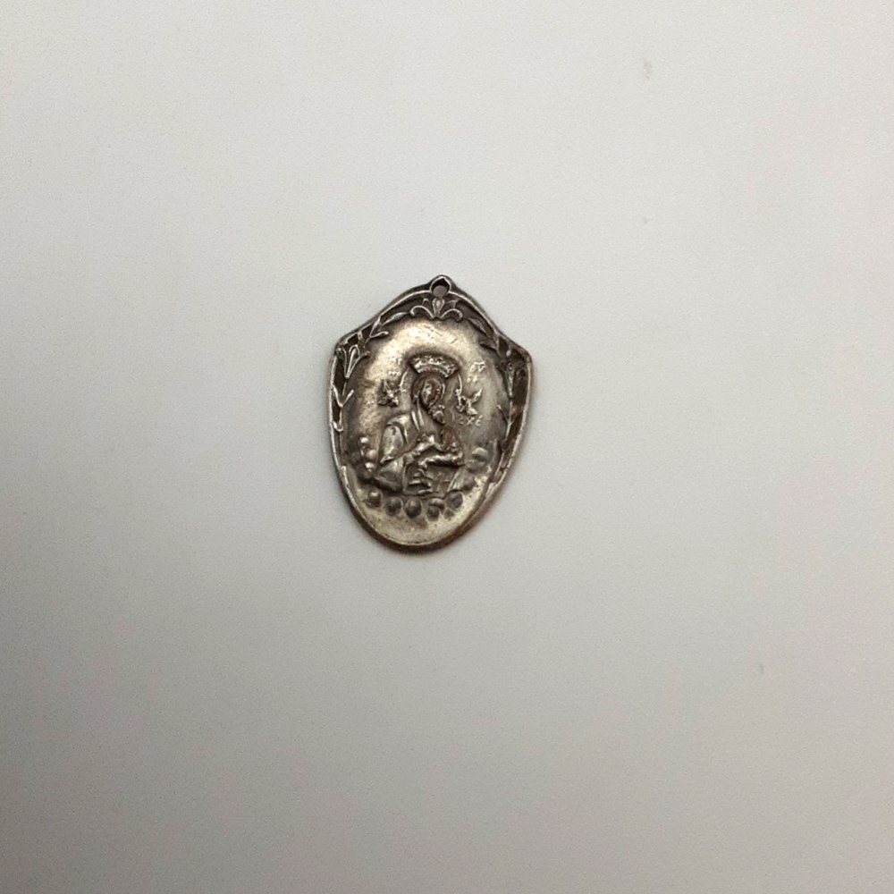 Vintage Silver Religious Medal 1" X. 75"